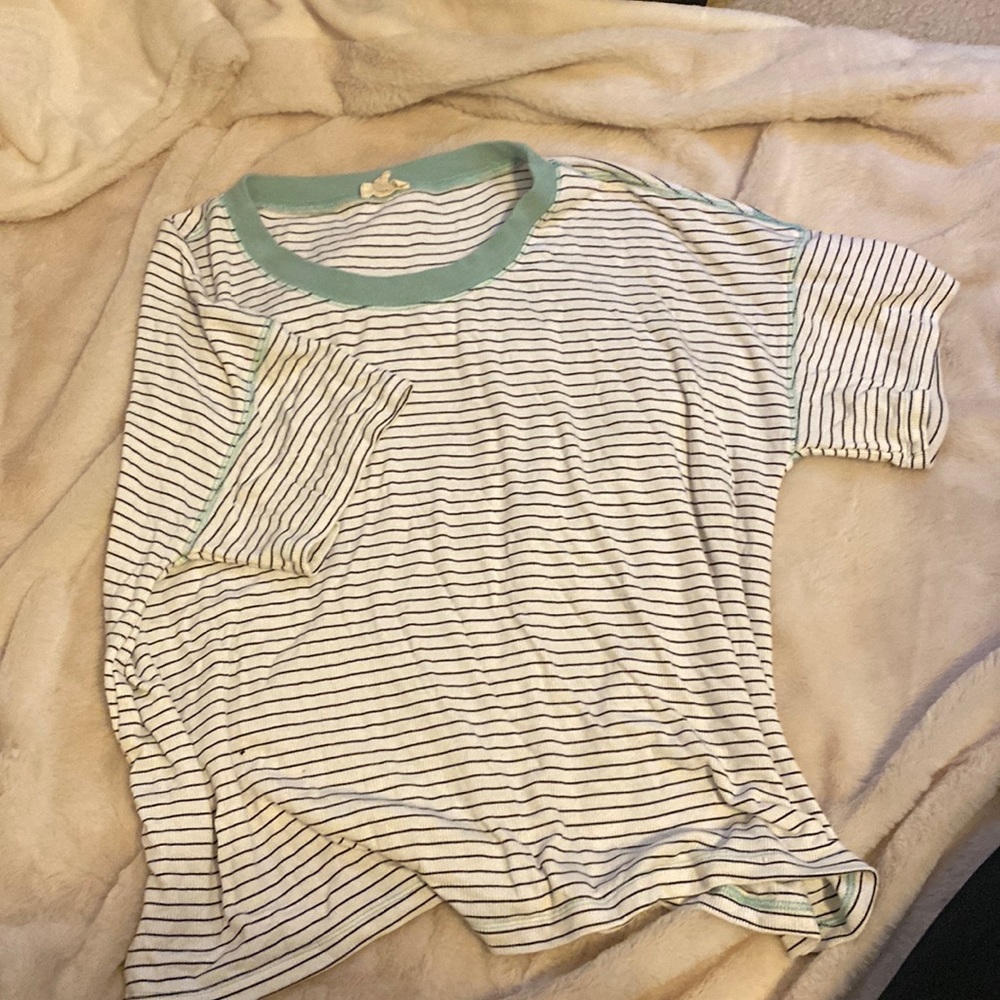 Flowy sage green and stripped shirt